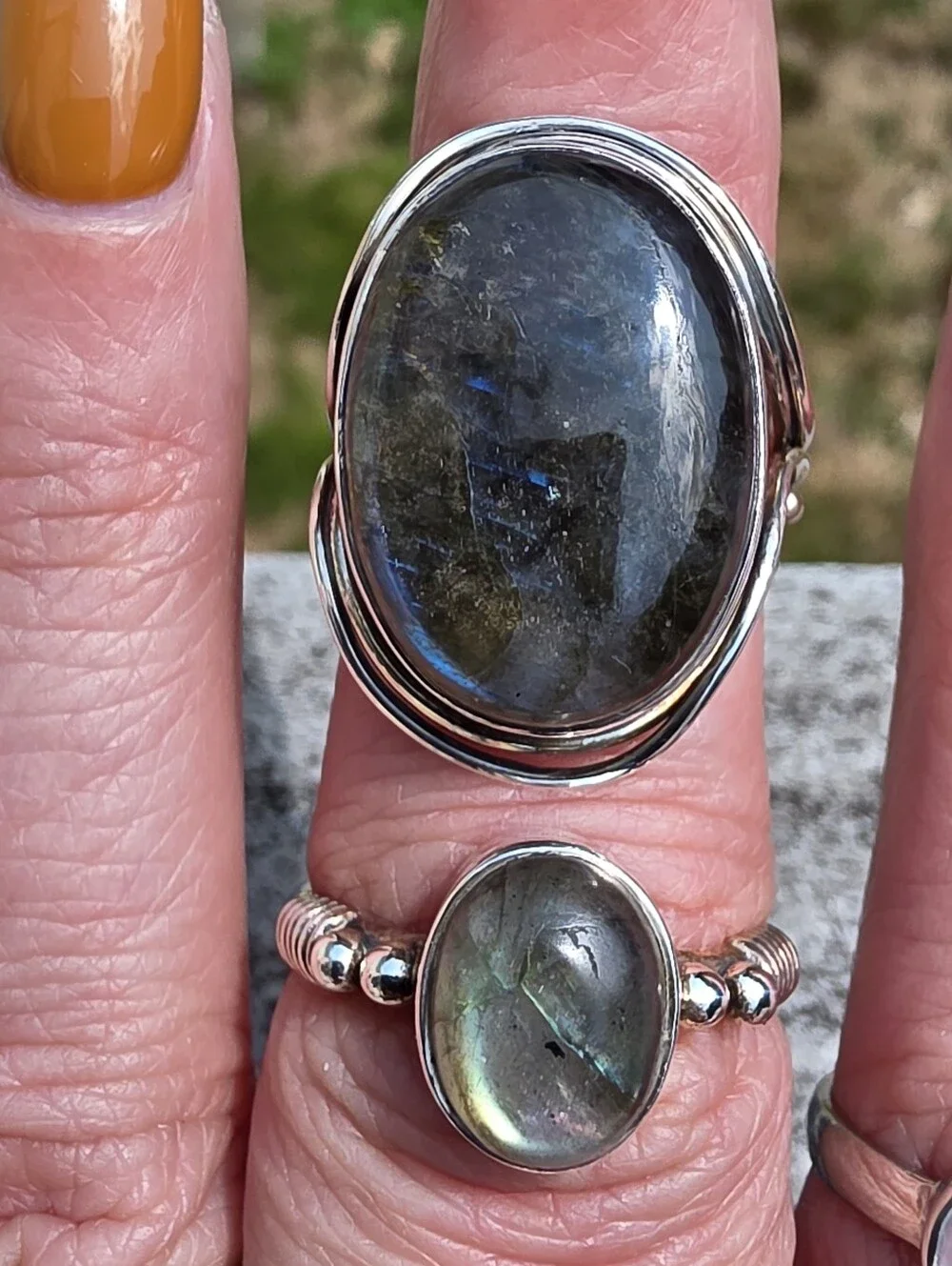 7 Piece 925 Sterling Moonstone Ring Lot Bundle Lot Estate